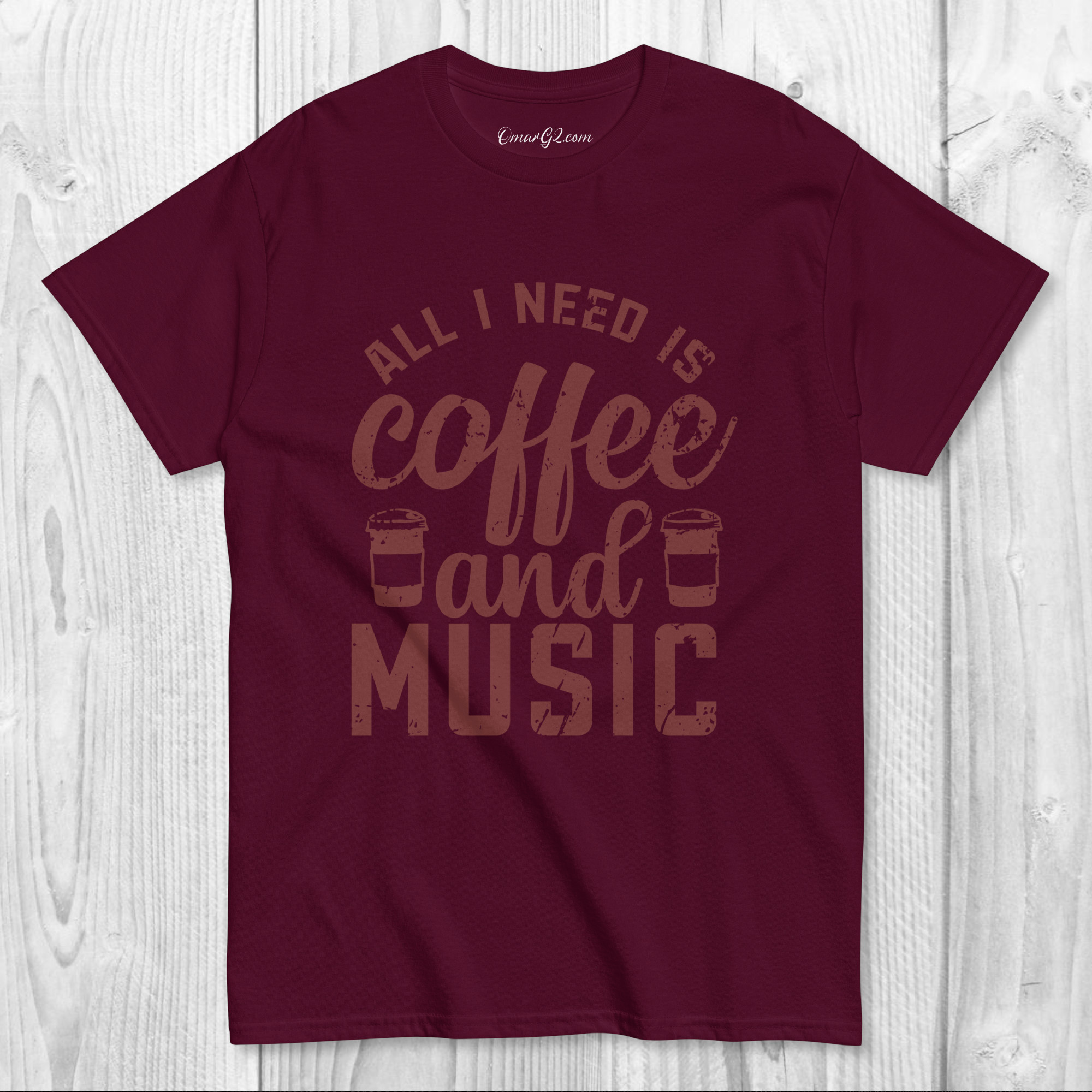 All I Need Is Coffee and Music TShirt | Unisex Classic Tee T-Shirt | Free Shipping - Image 2