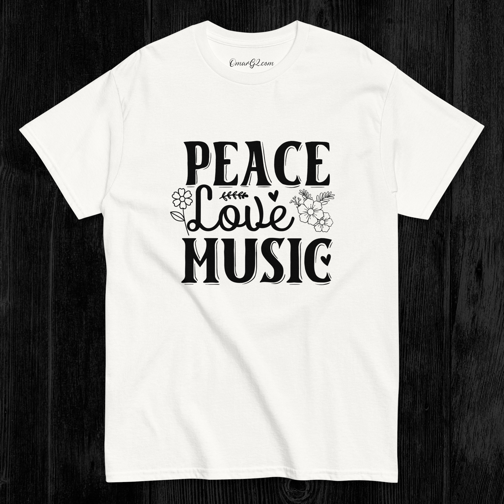Peace Love Music TShirt | Unisex T-Shirt Classic Tee | Free Shipping - Image 2