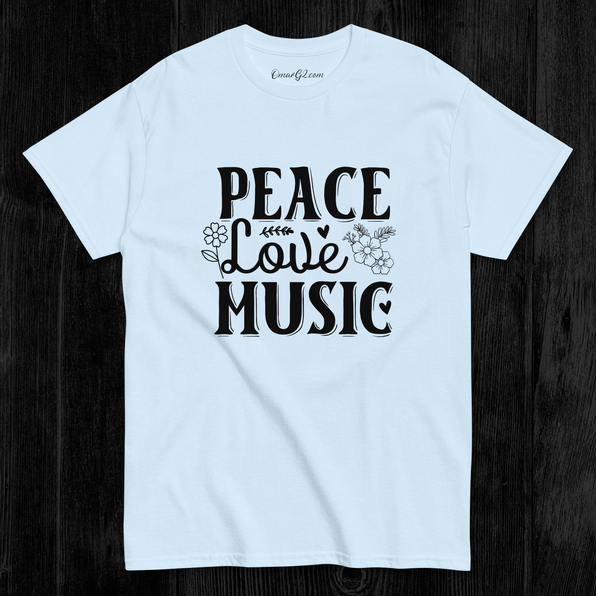 Peace Love Music TShirt | Unisex T-Shirt Classic Tee | Free Shipping - Image 4
