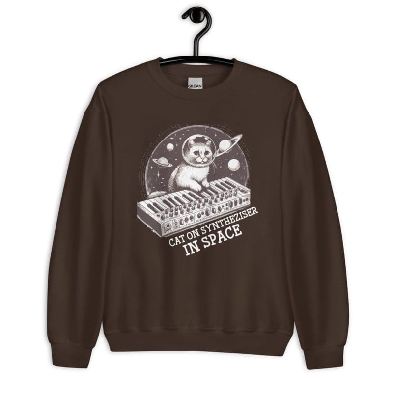 Cosmic Synth Cat Sweatshirt Unisex Cat Sweatshirt